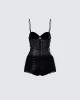 Andrina Black Sequin Fringe Romper sold by Finesse