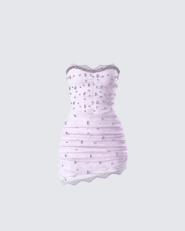 Clarisse Pink Hand Beaded Rhinestone Dress made by Finesse