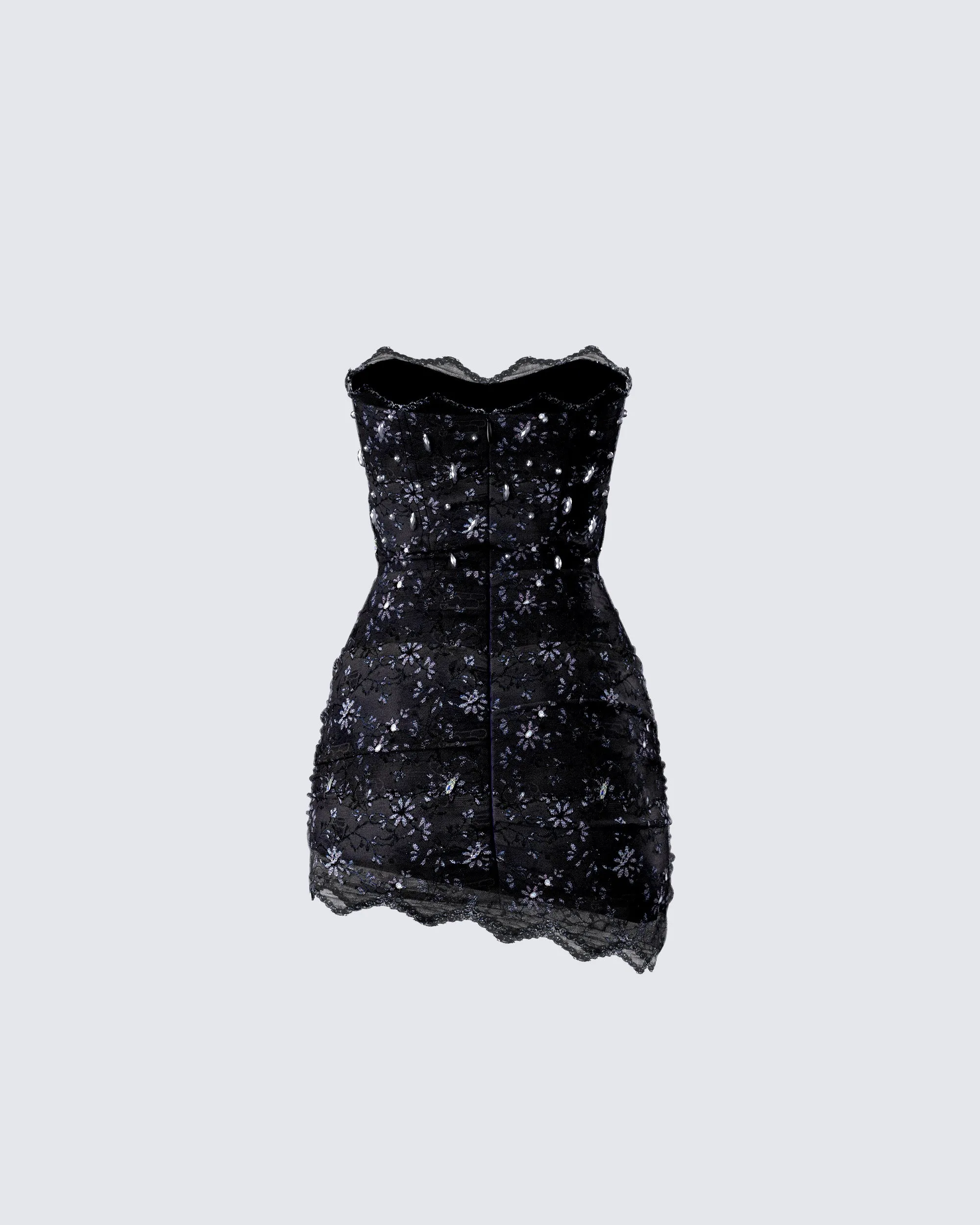 Clarisse Black Hand Beaded Rhinestone Dress sold by Finesse product image thumbnail 3