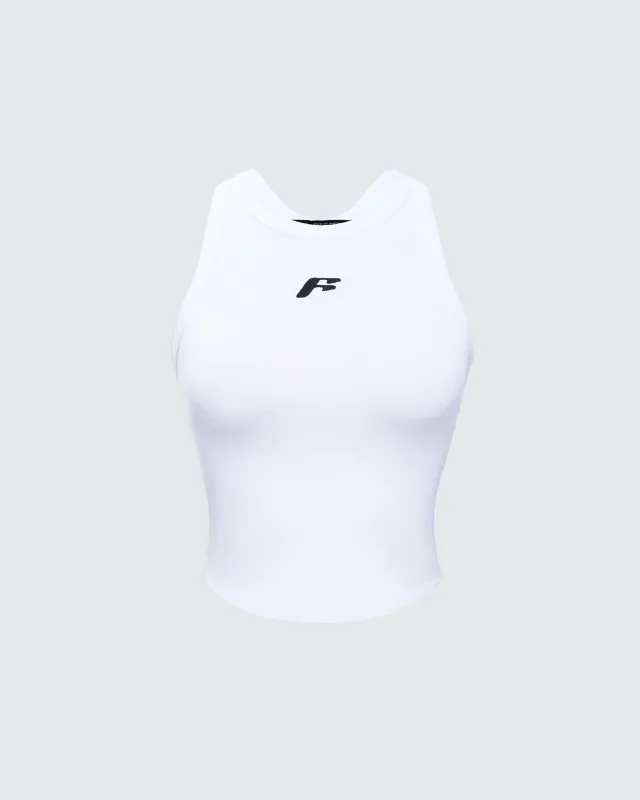 Enid White Scoop Hem Tank Top sold by Finesse