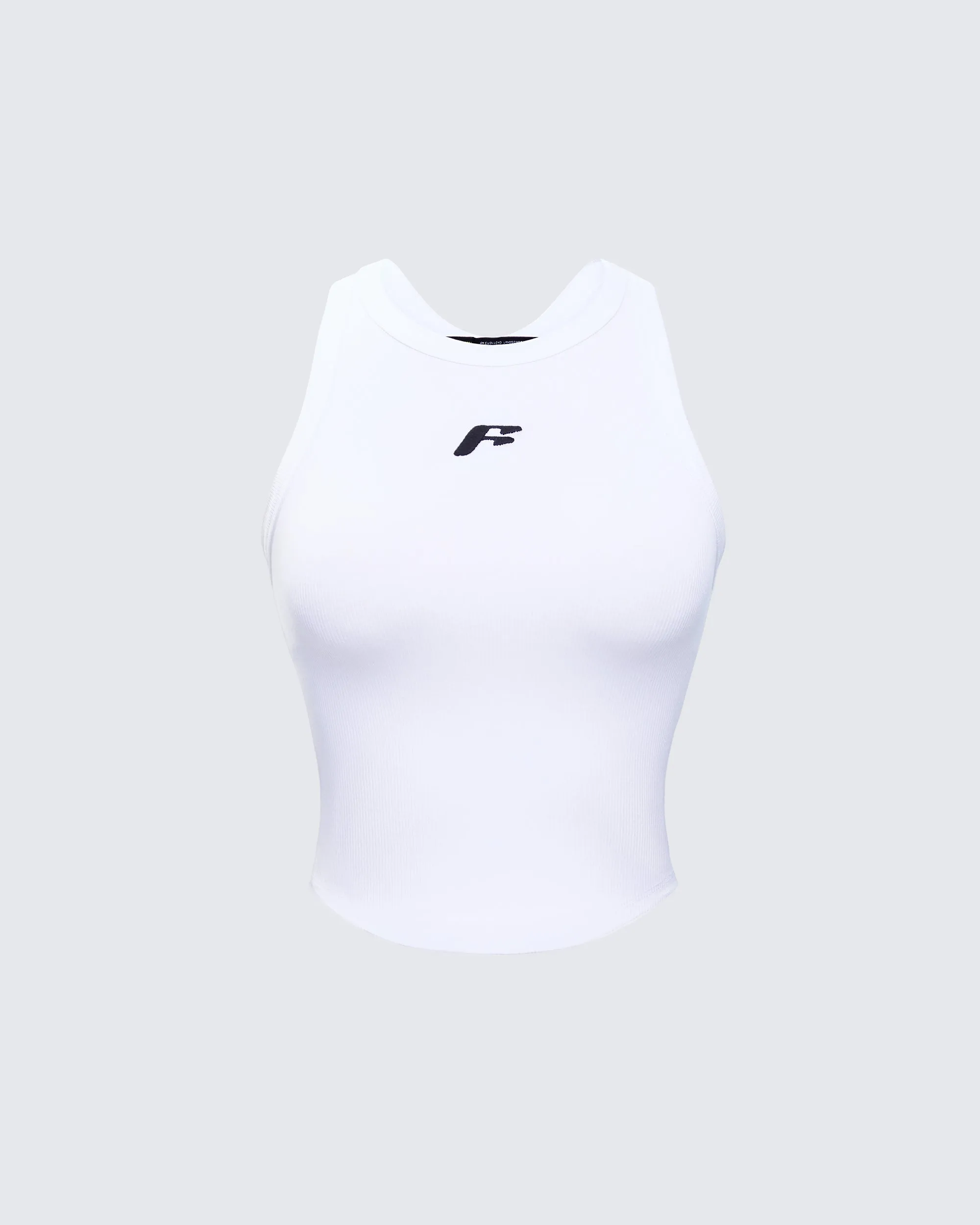 Enid White Scoop Hem Tank Top sold by Finesse