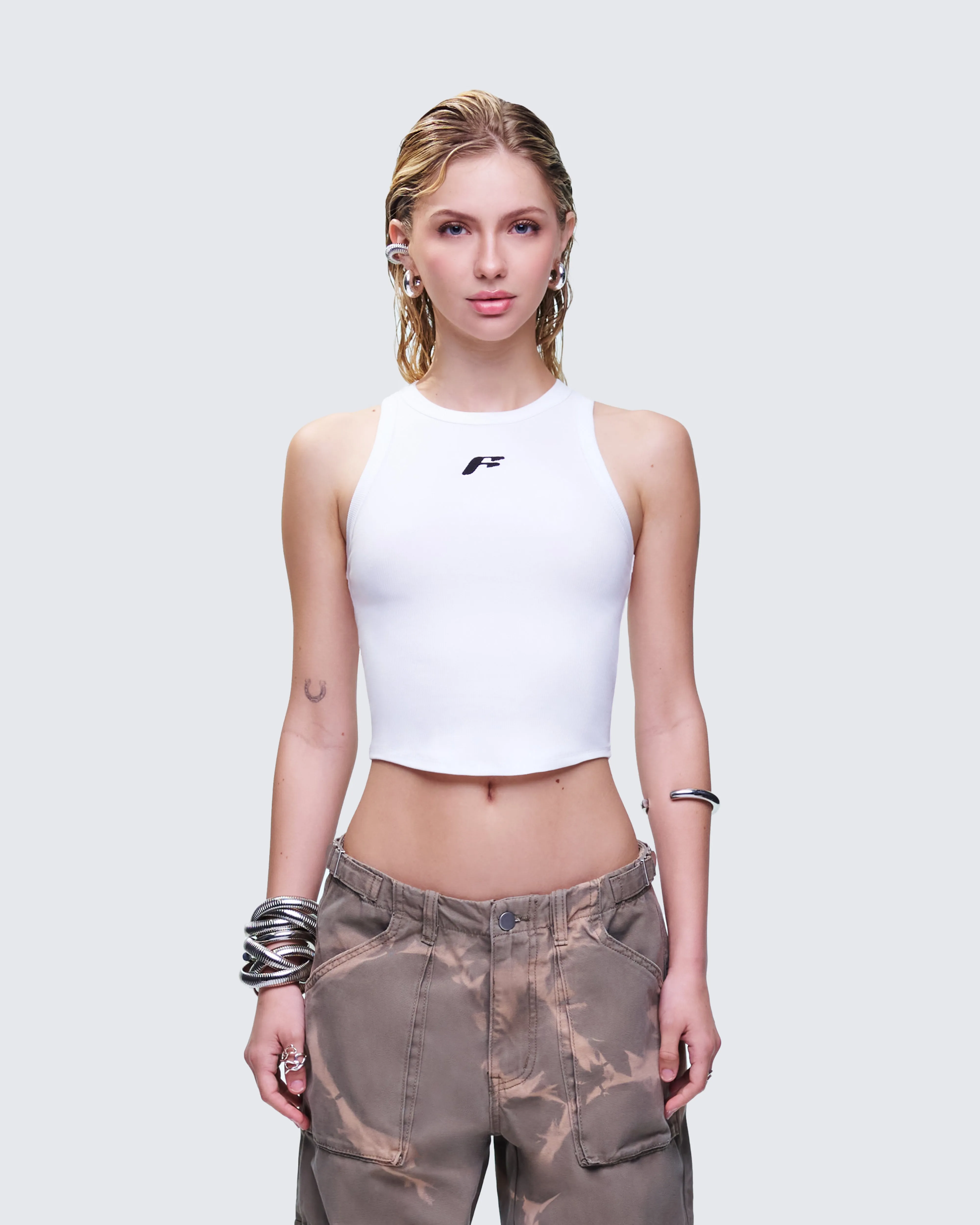 Enid White Scoop Hem Tank Top sold by Finesse product image thumbnail 2