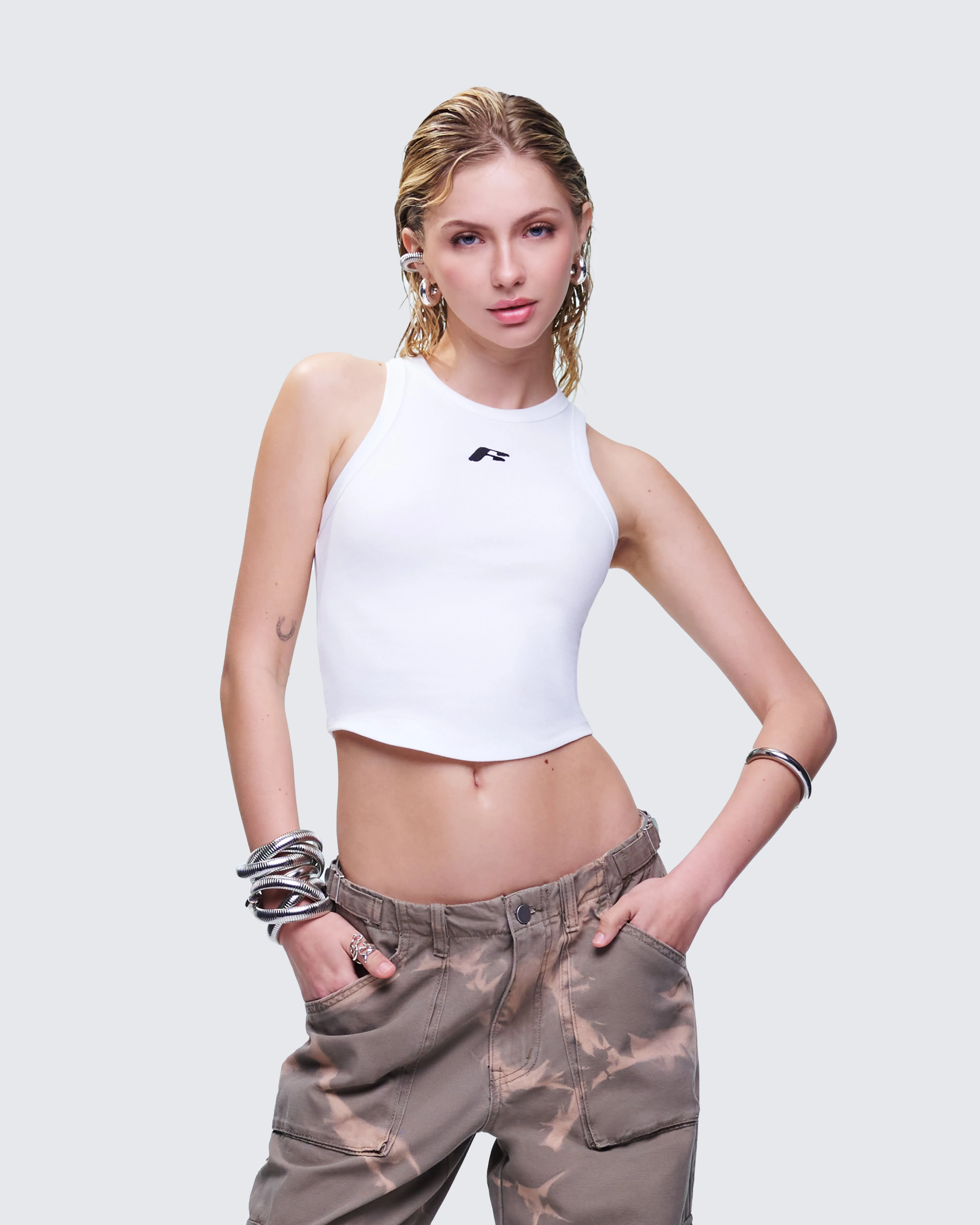 Enid White Scoop Hem Tank Top sold by Finesse product image thumbnail 3