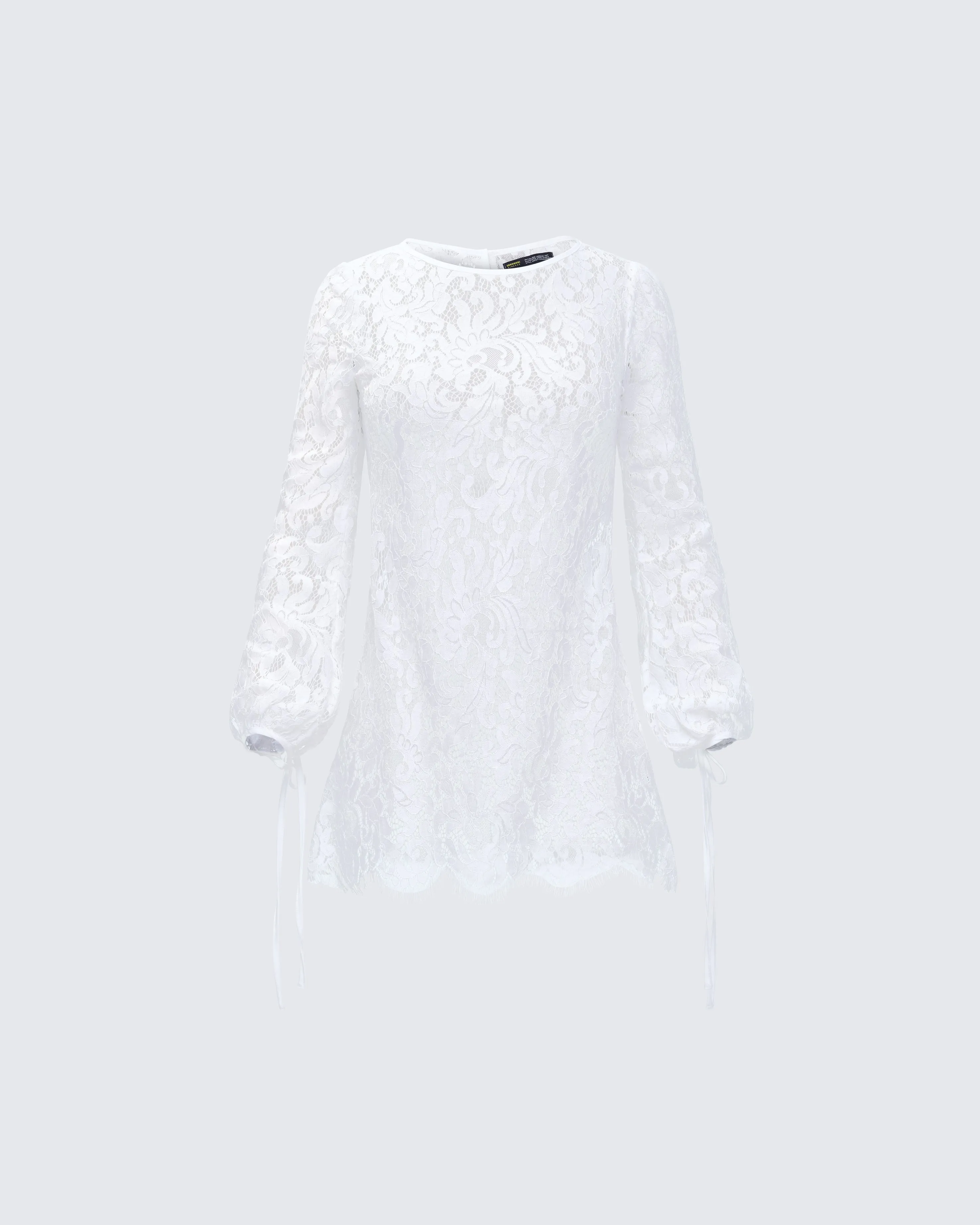 Rosetta Cream Lace Scalloped Mini Dress sold by Finesse