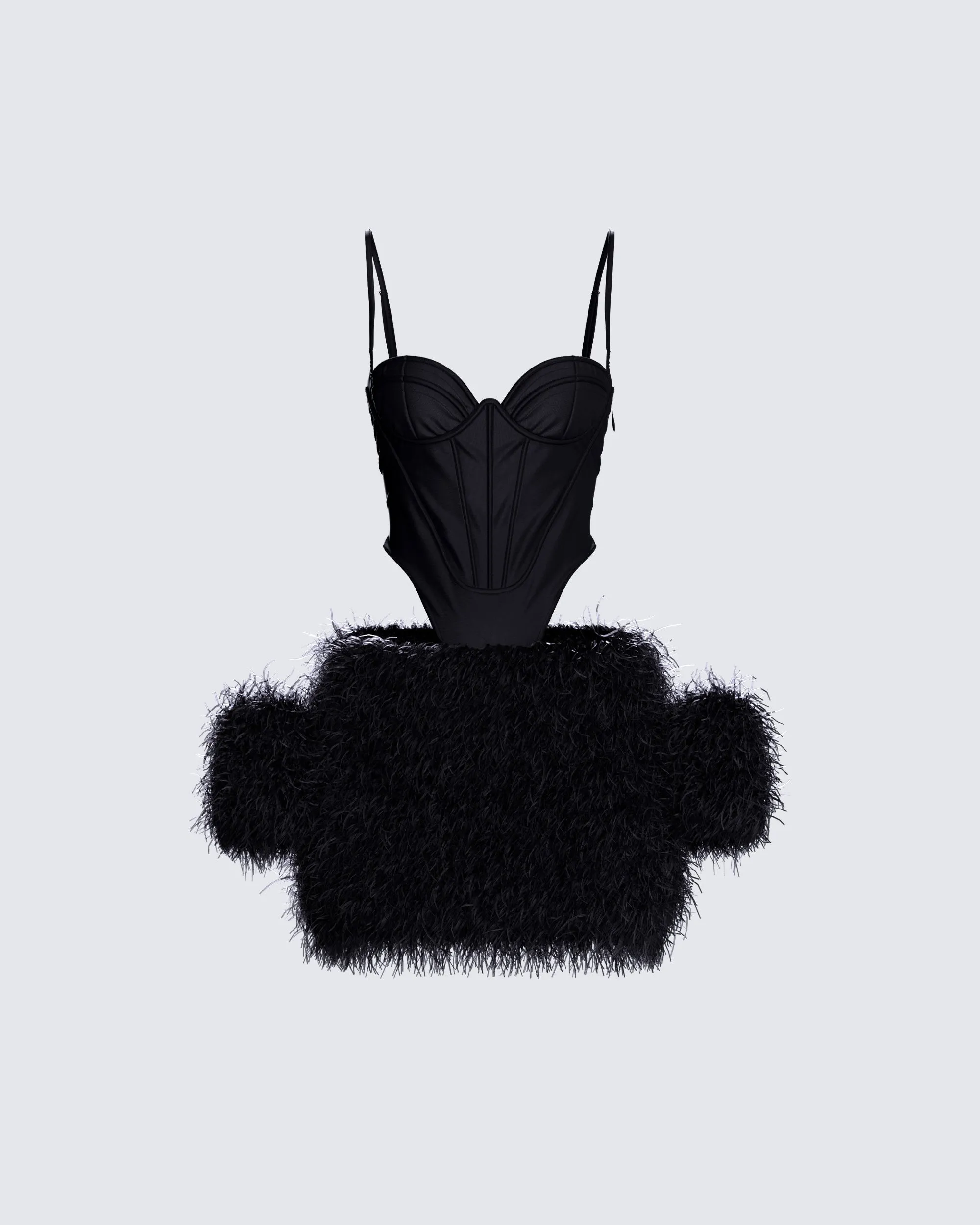 Fara Black Satin Faux Fur Set sold by Finesse