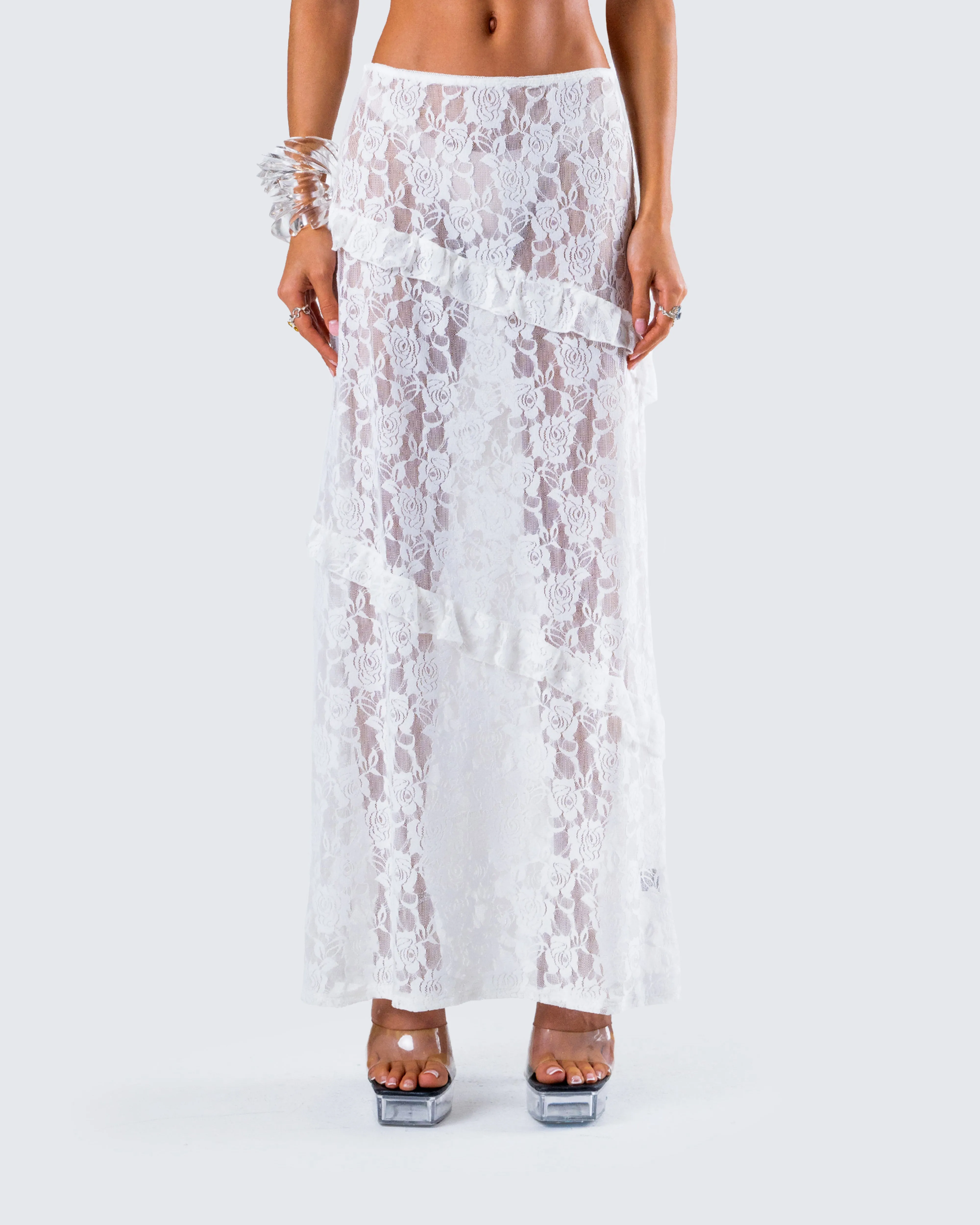 Denise White Lace Maxi Skirt sold by Finesse product image thumbnail 4