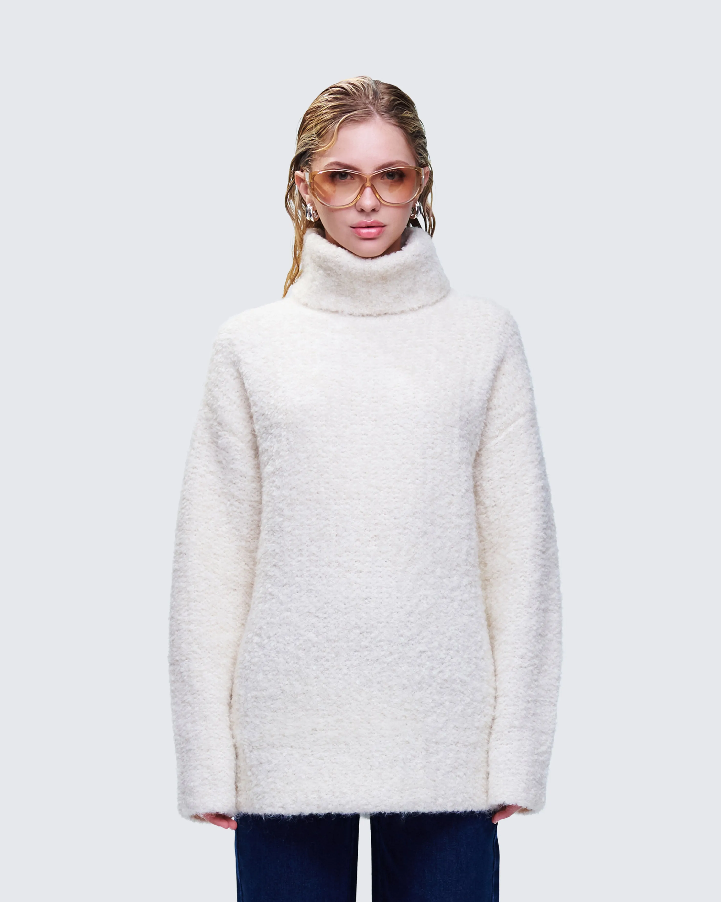 Dorinda Cream Oversized Turtleneck Sweater sold by Finesse product image thumbnail 2