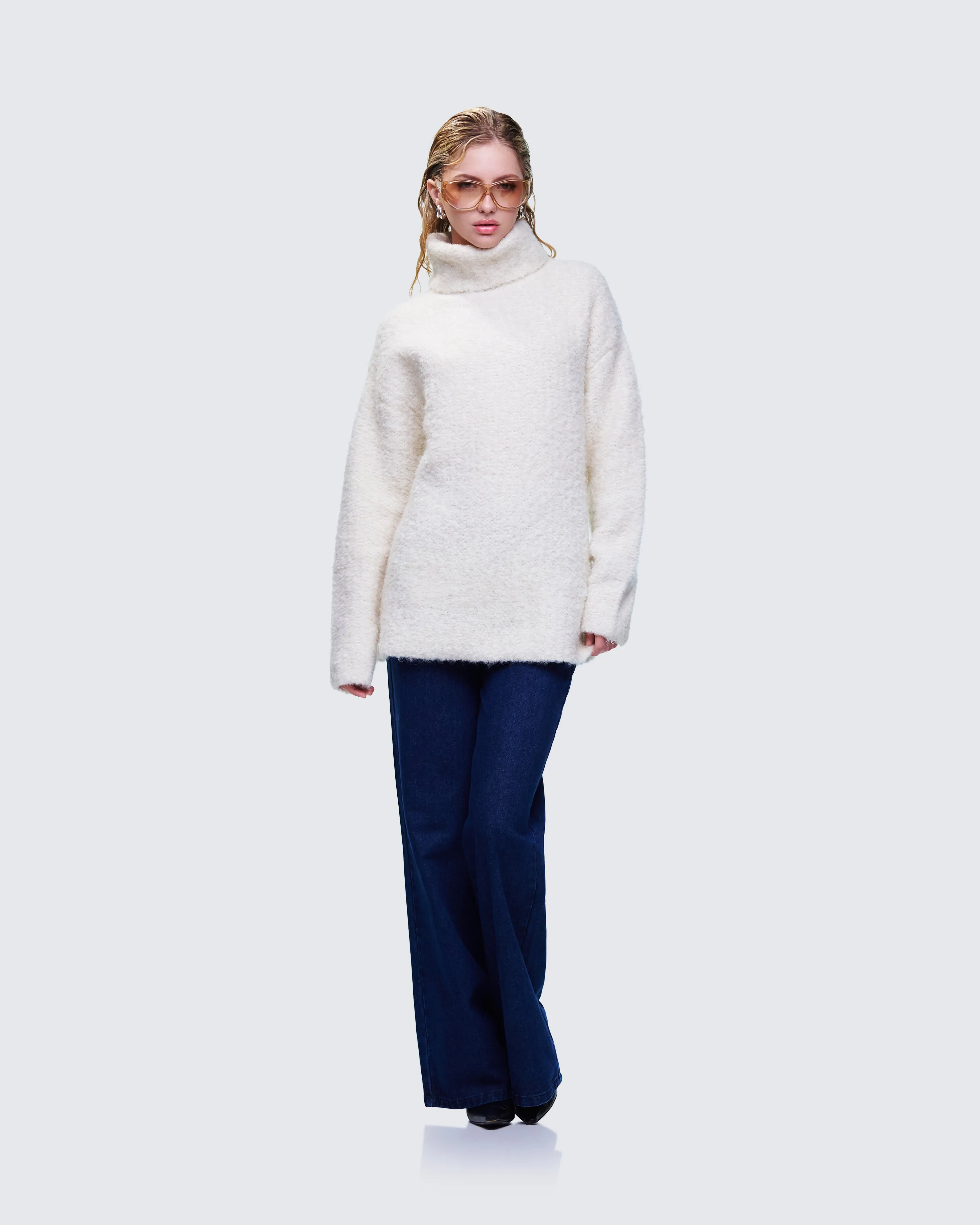 Dorinda Cream Oversized Turtleneck Sweater sold by Finesse product image thumbnail 5