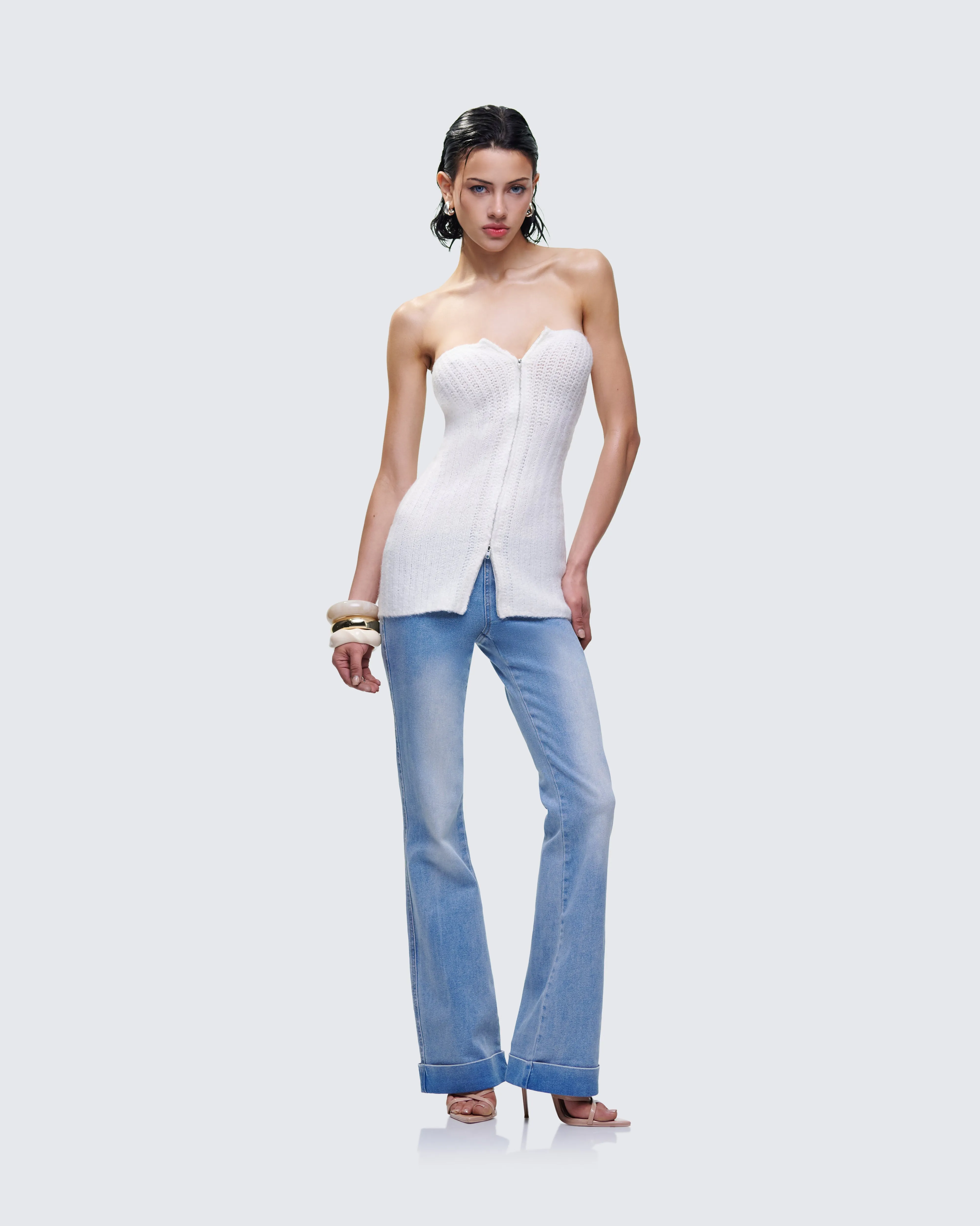 Kinsey Ivory Sweater Knit Tube Top sold by Finesse product image thumbnail 5