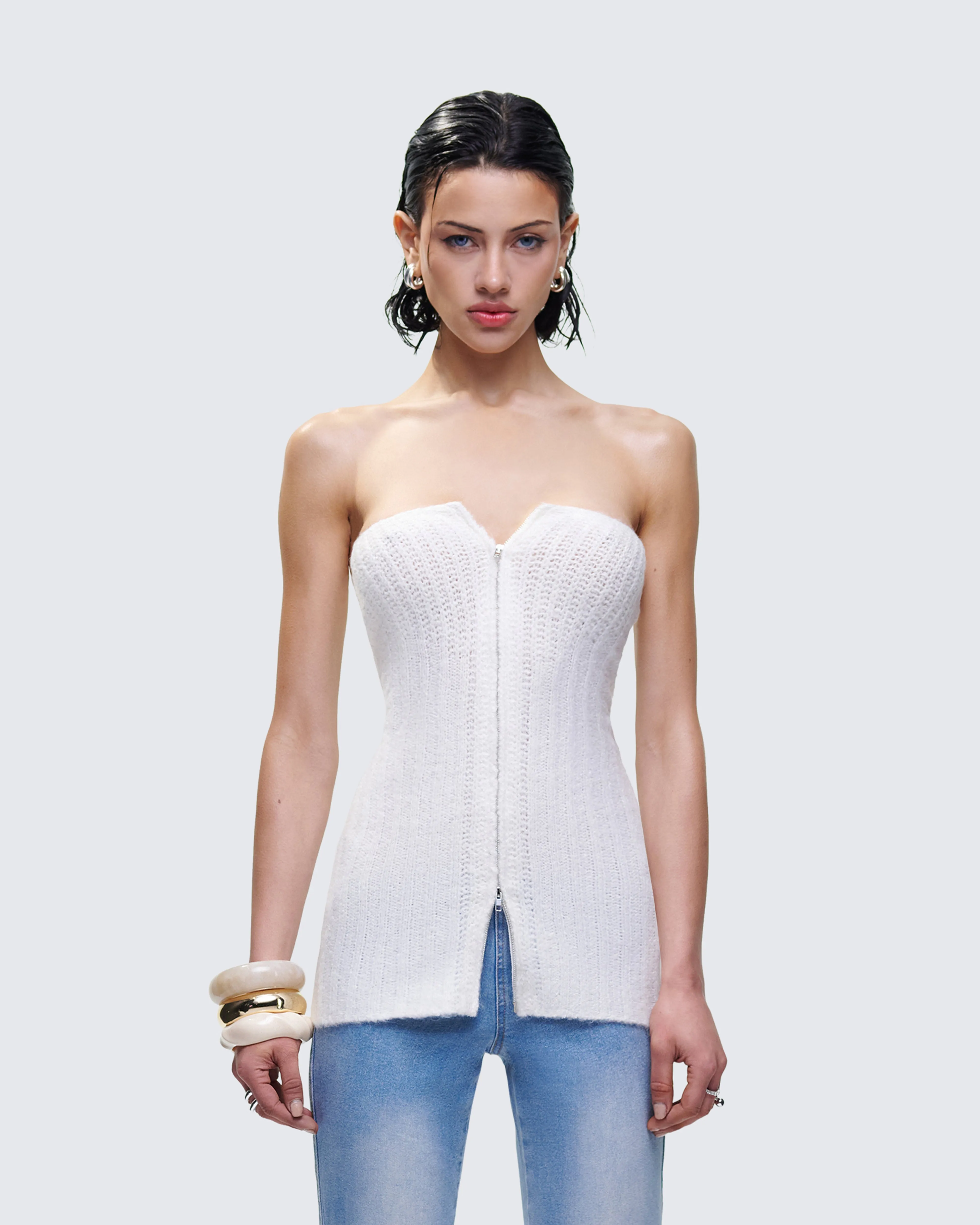 Kinsey Ivory Sweater Knit Tube Top sold by Finesse product image thumbnail 2