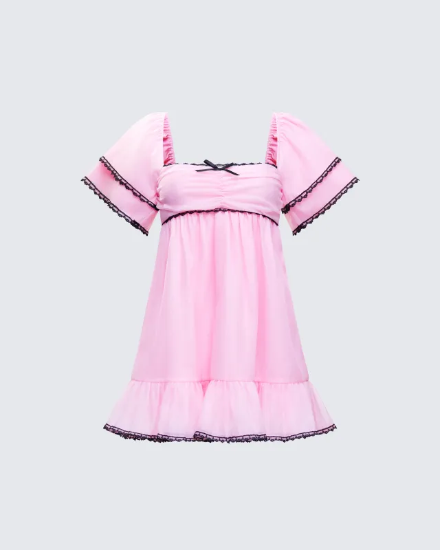 Cerys Pink Organza Mini Dress sold by Finesse