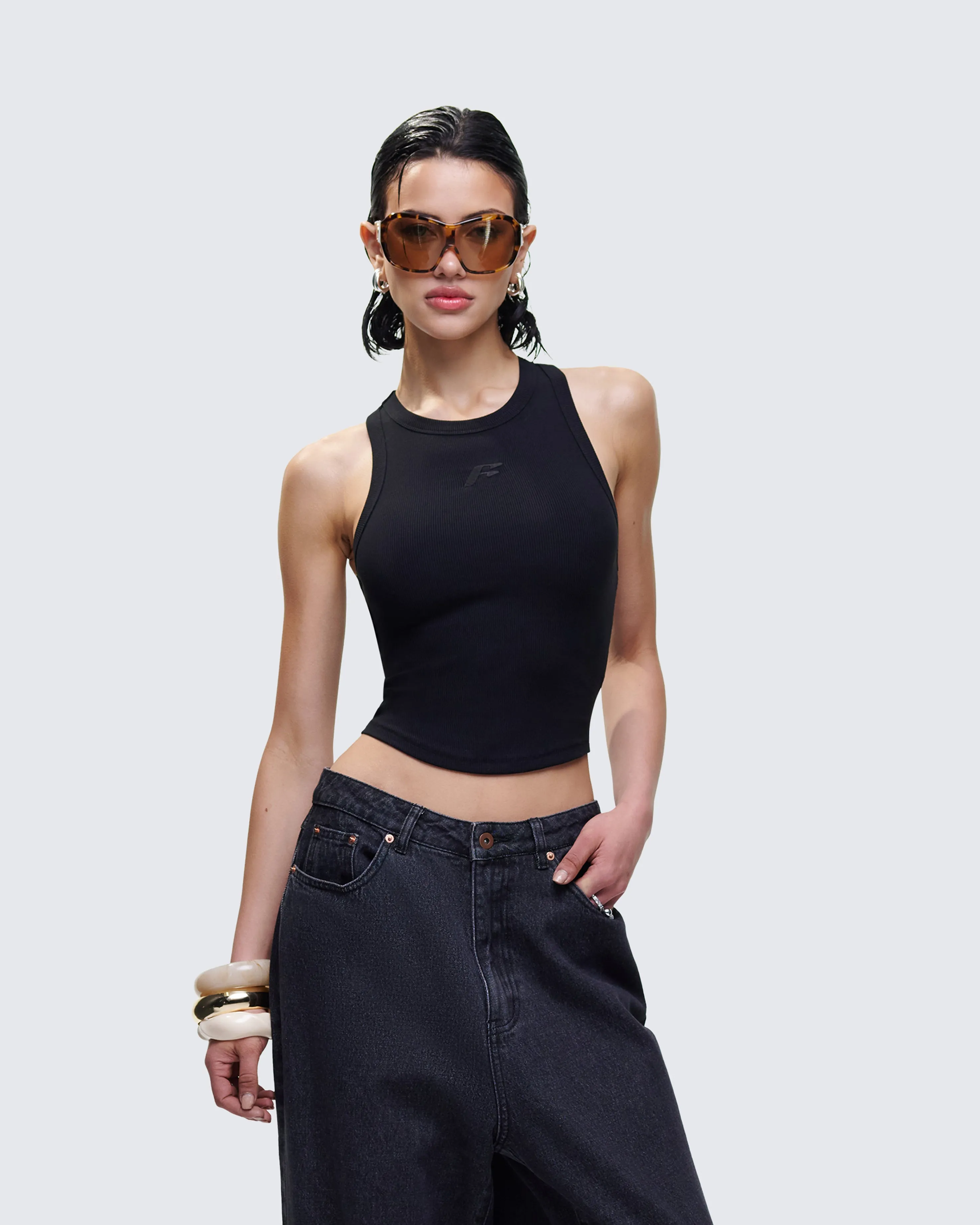 Enid Black Scoop Hem Tank Top sold by Finesse product image thumbnail 3