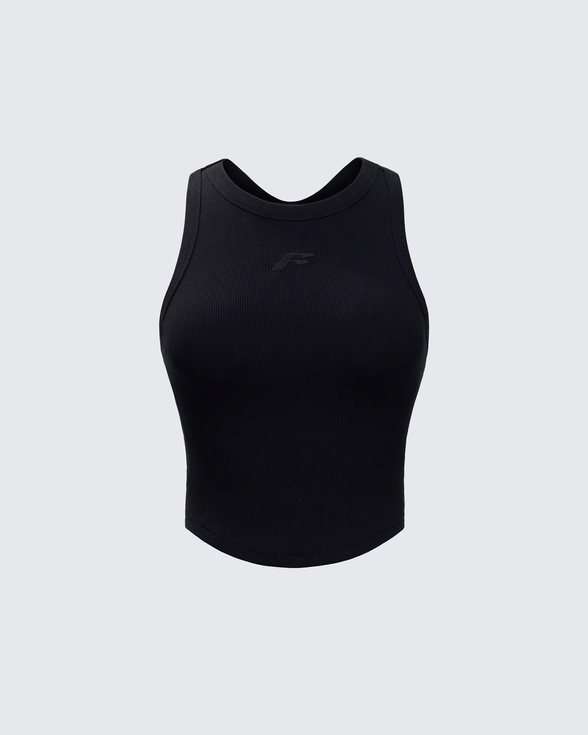 Enid Black Scoop Hem Tank Top sold by Finesse