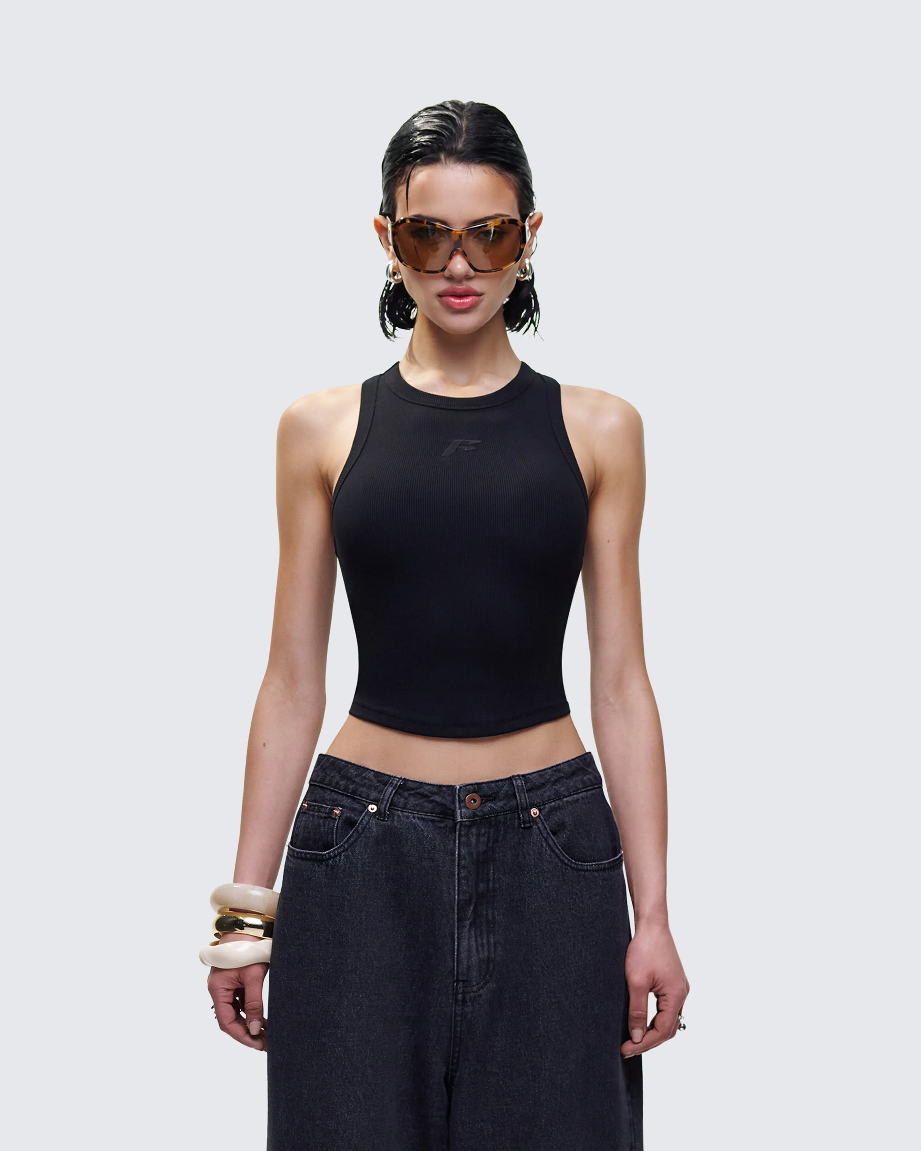 Enid Black Scoop Hem Tank Top sold by Finesse product image thumbnail 2
