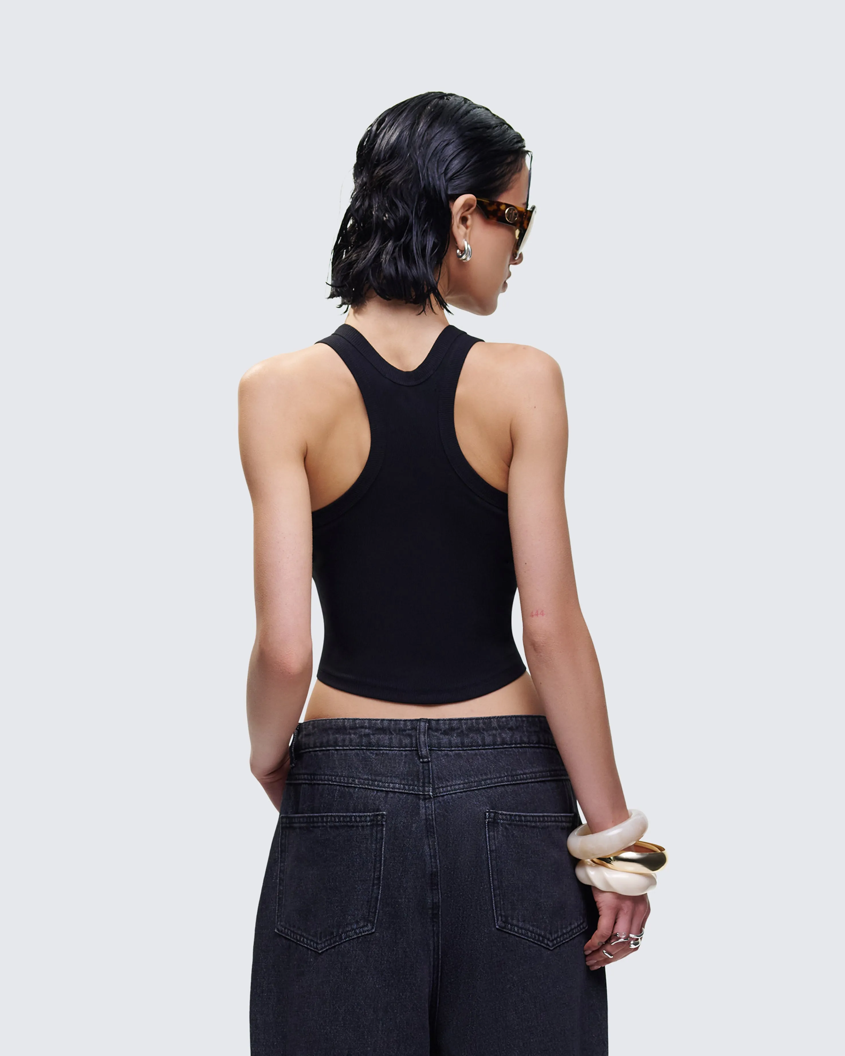 Enid Black Scoop Hem Tank Top sold by Finesse product image thumbnail 4