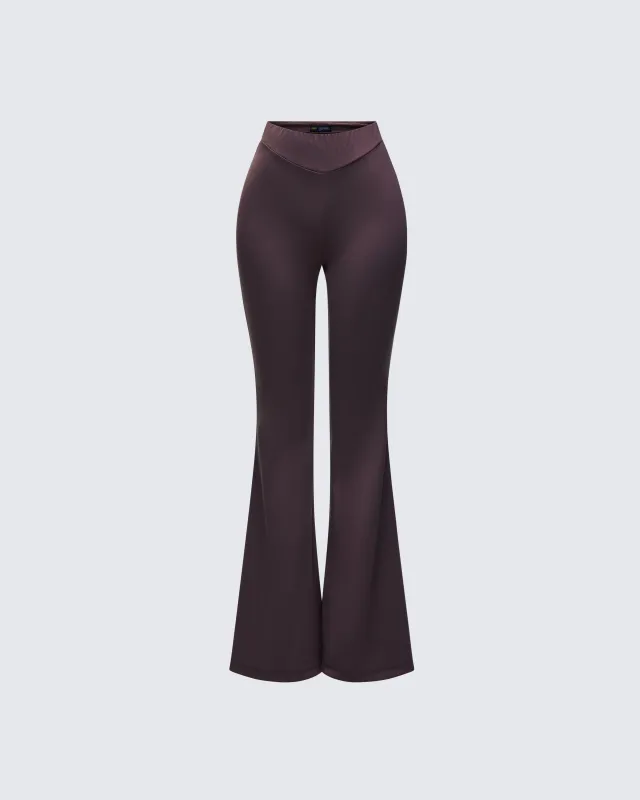 Quintessa Brown Ruched Back Flare Pants sold by Finesse
