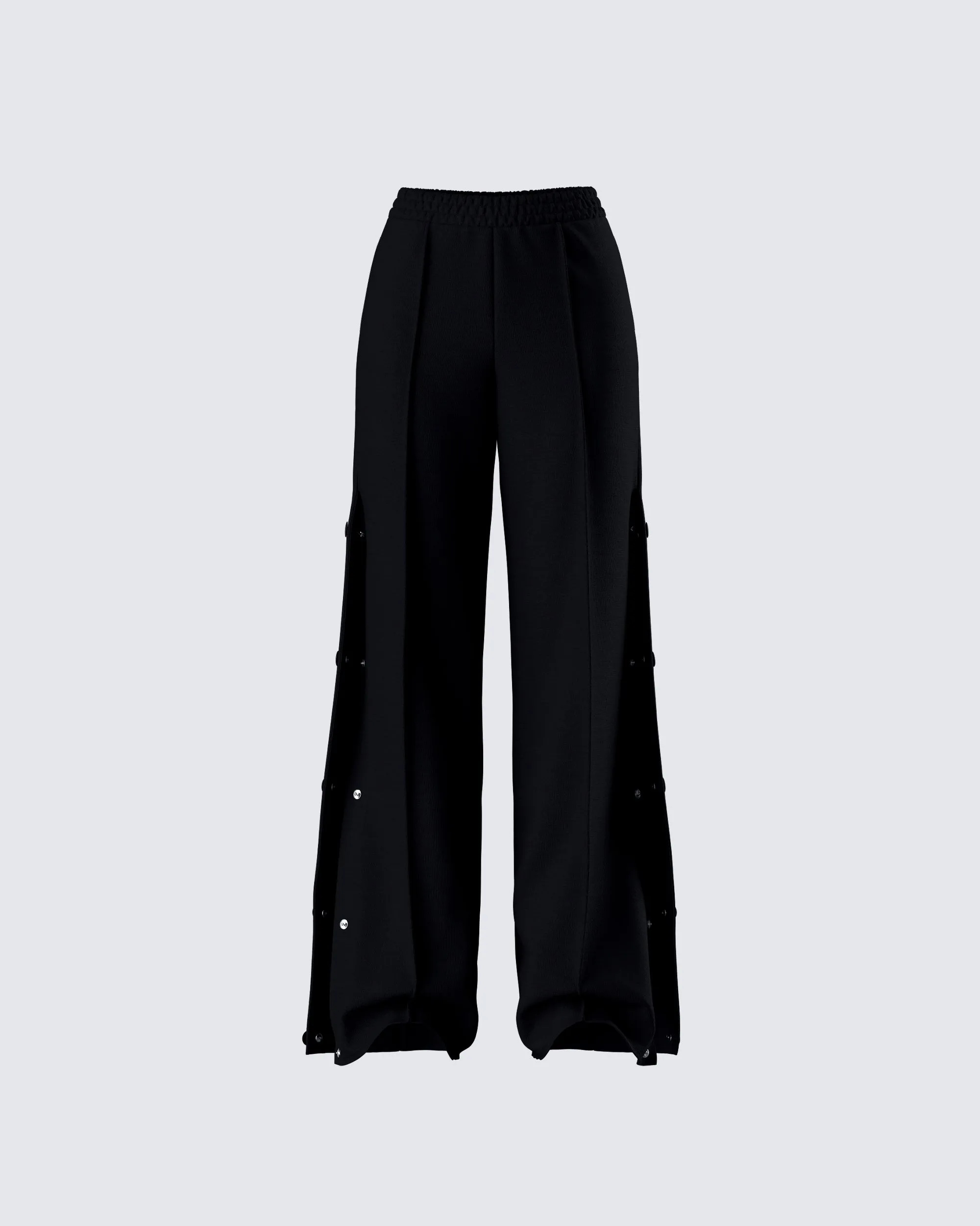 Saige Black Popper Detail Loose Sweatpant sold by Finesse