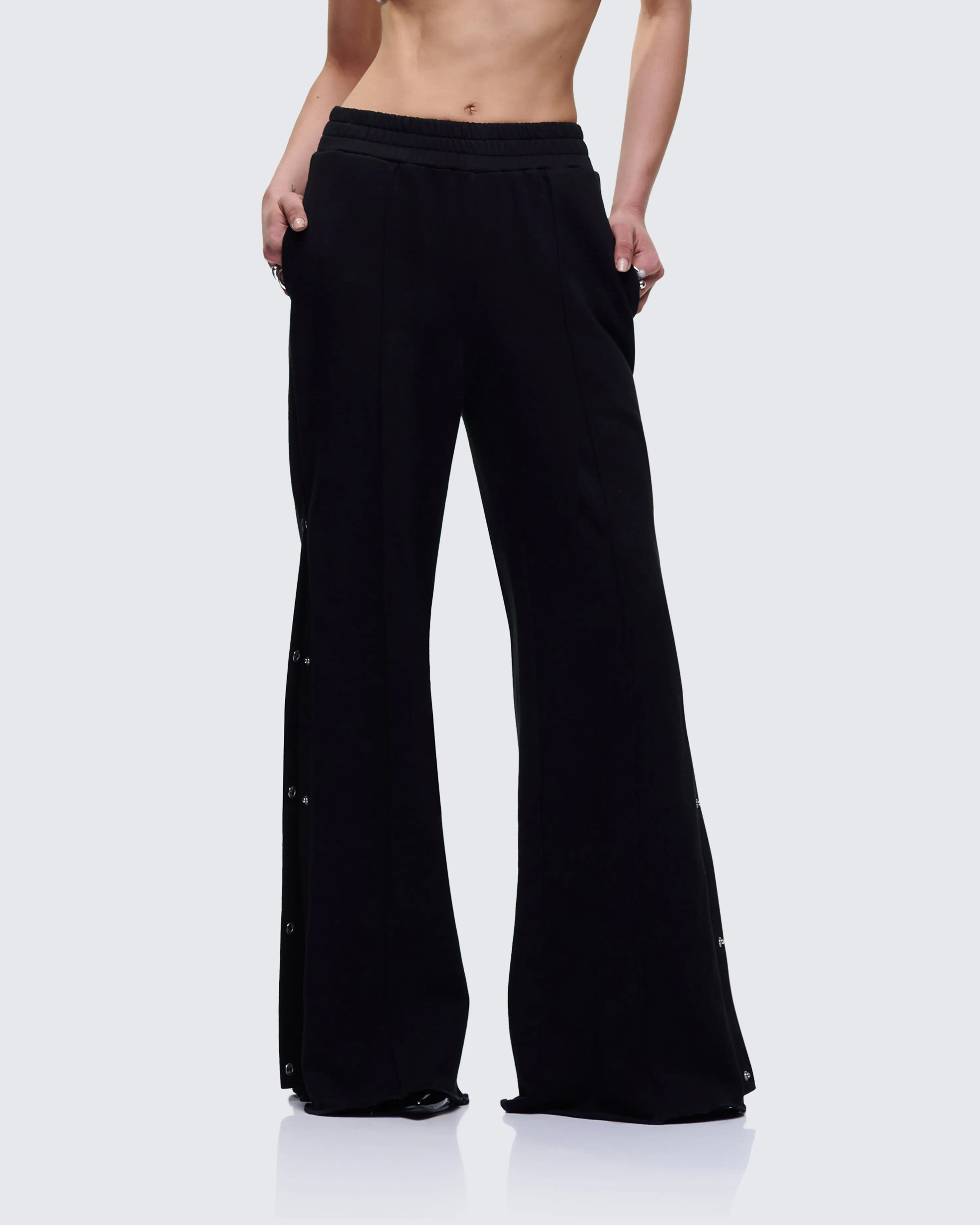 Saige Black Popper Detail Loose Sweatpant sold by Finesse product image thumbnail 5
