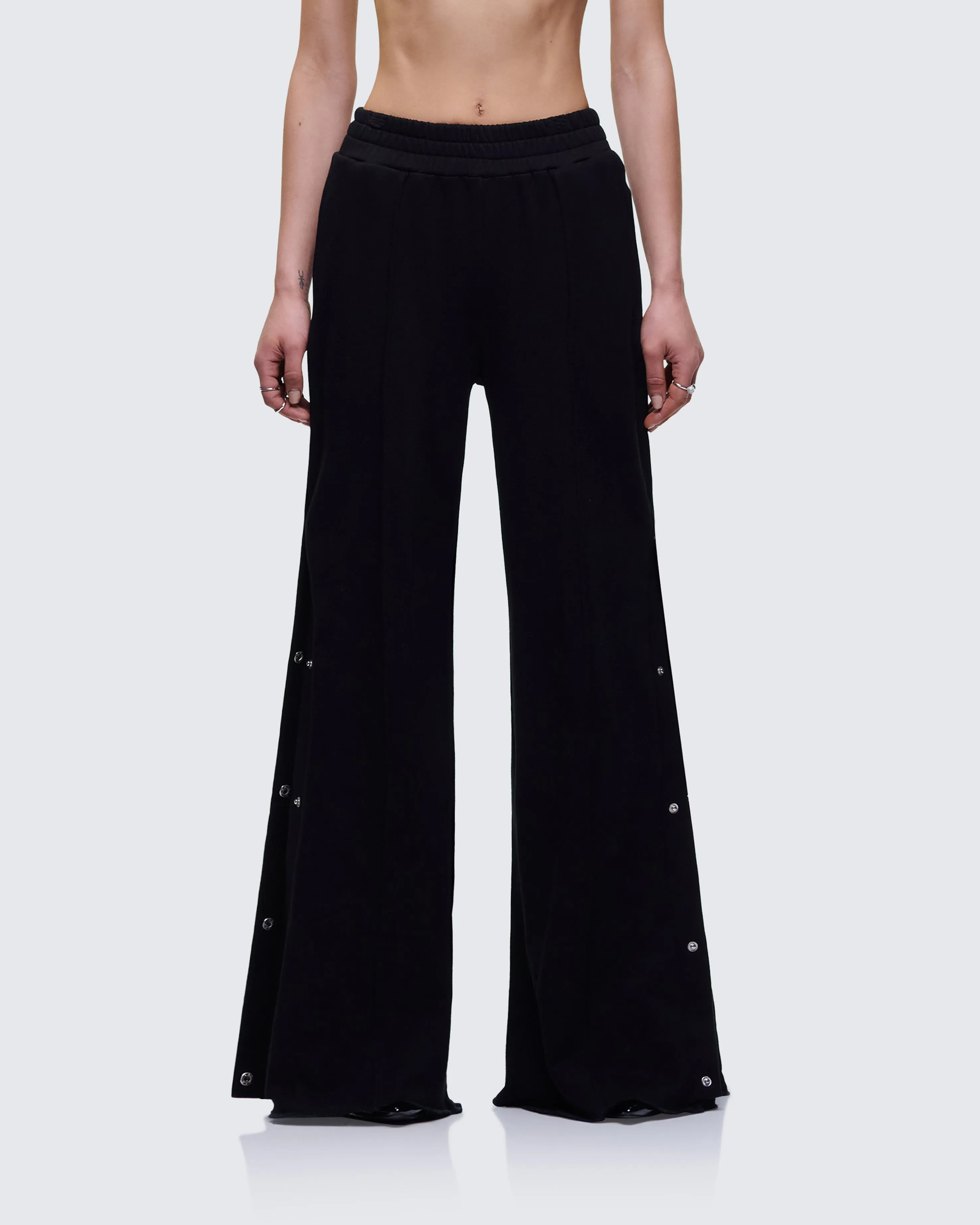 Saige Black Popper Detail Loose Sweatpant sold by Finesse product image thumbnail 4