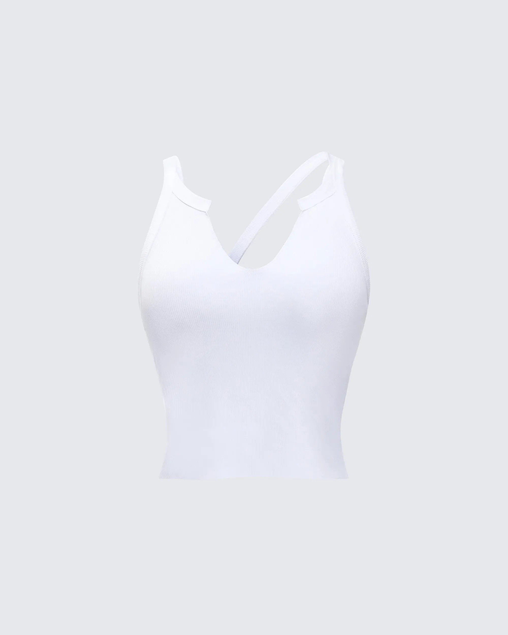 Fia White Strappy Ribbed Tank Top sold by Finesse