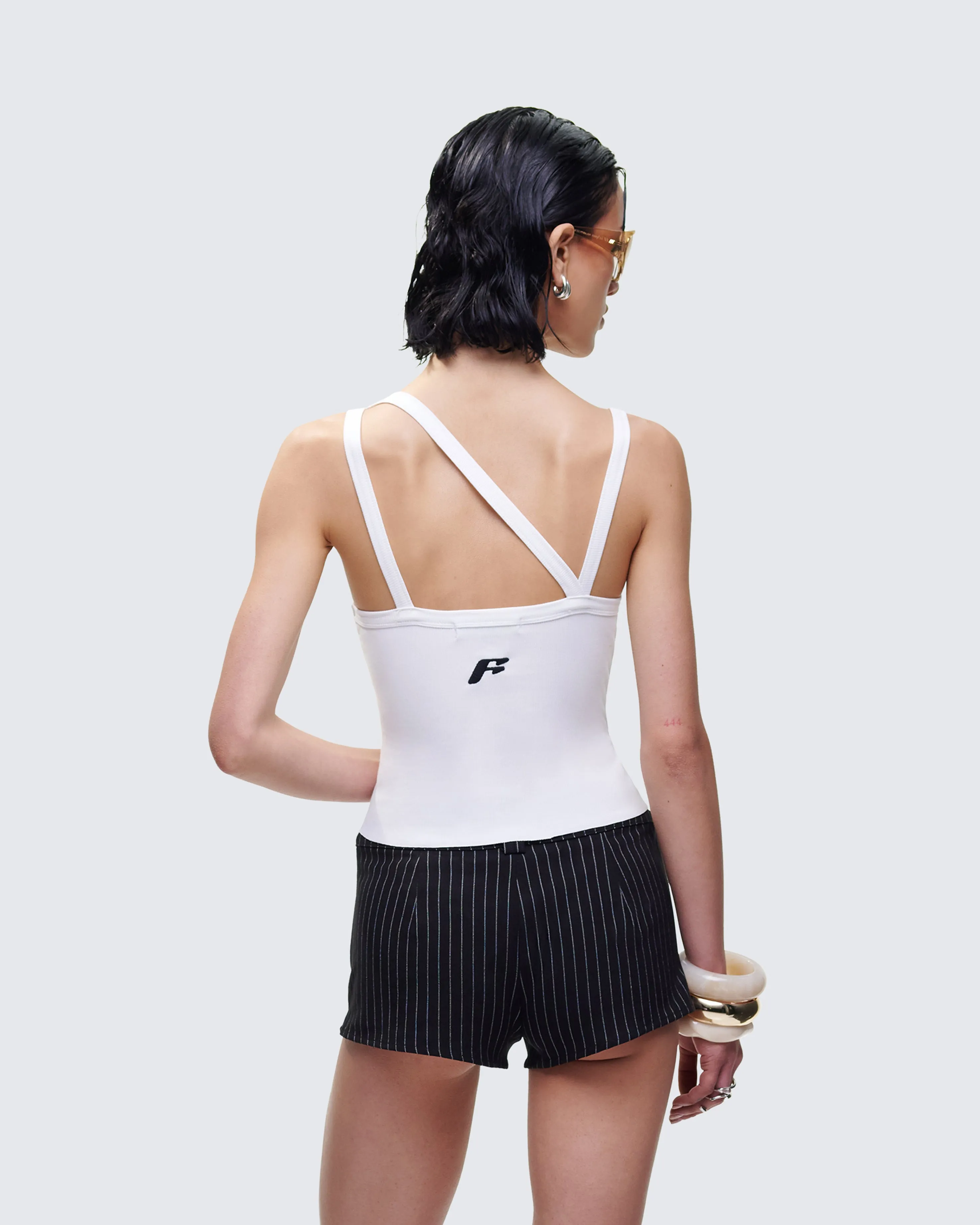 Fia White Strappy Ribbed Tank Top sold by Finesse product image thumbnail 4