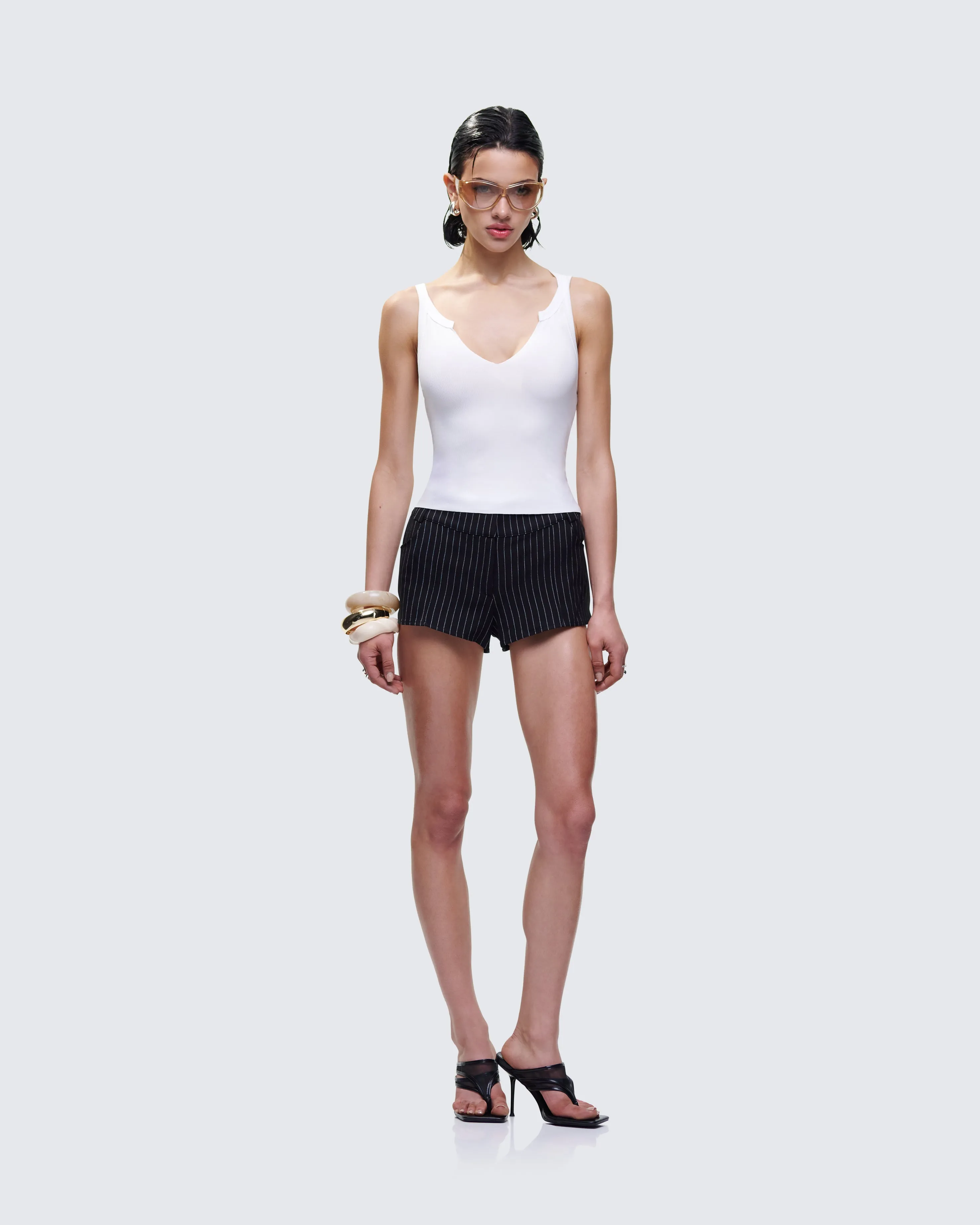 Fia White Strappy Ribbed Tank Top sold by Finesse product image thumbnail 5