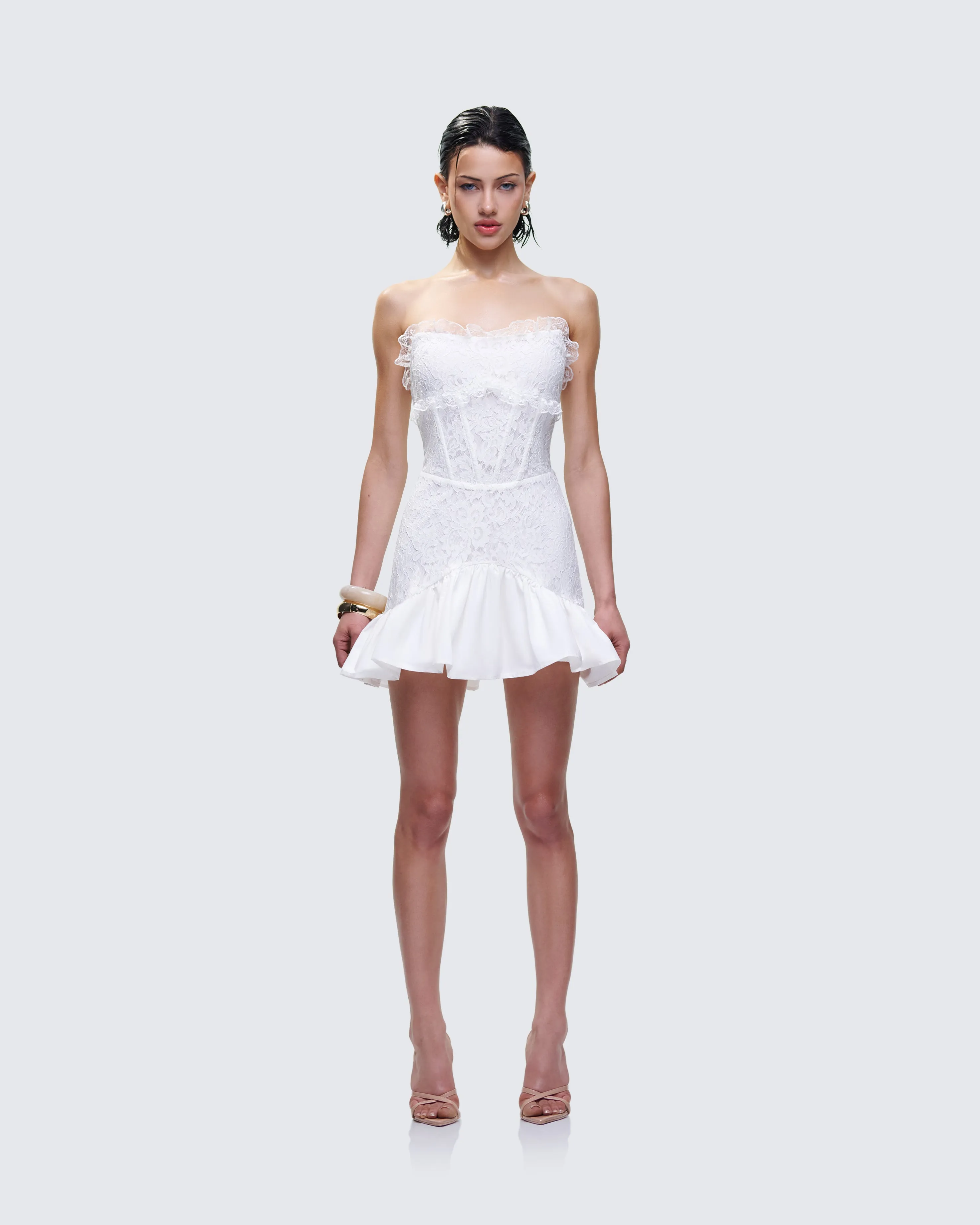 Kimi White Lace Corset Mini Dress sold by Finesse product image thumbnail 2