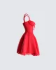 Brit Red Poplin Mini Dress sold by Finesse
