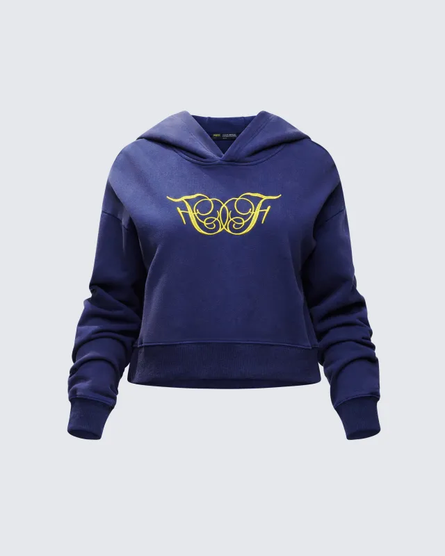 Kamilah Blue Acid Wash Hooded Sweater sold by Finesse
