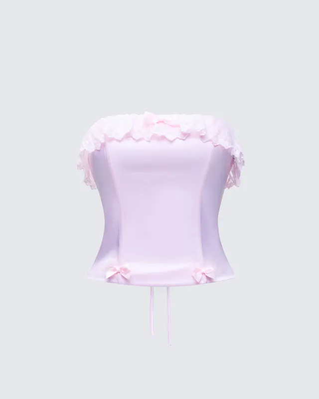 Maris Pink Satin Corset Top sold by Finesse