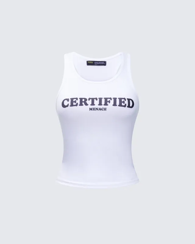 Phoenix White Ribbed Graphic Tank sold by Finesse