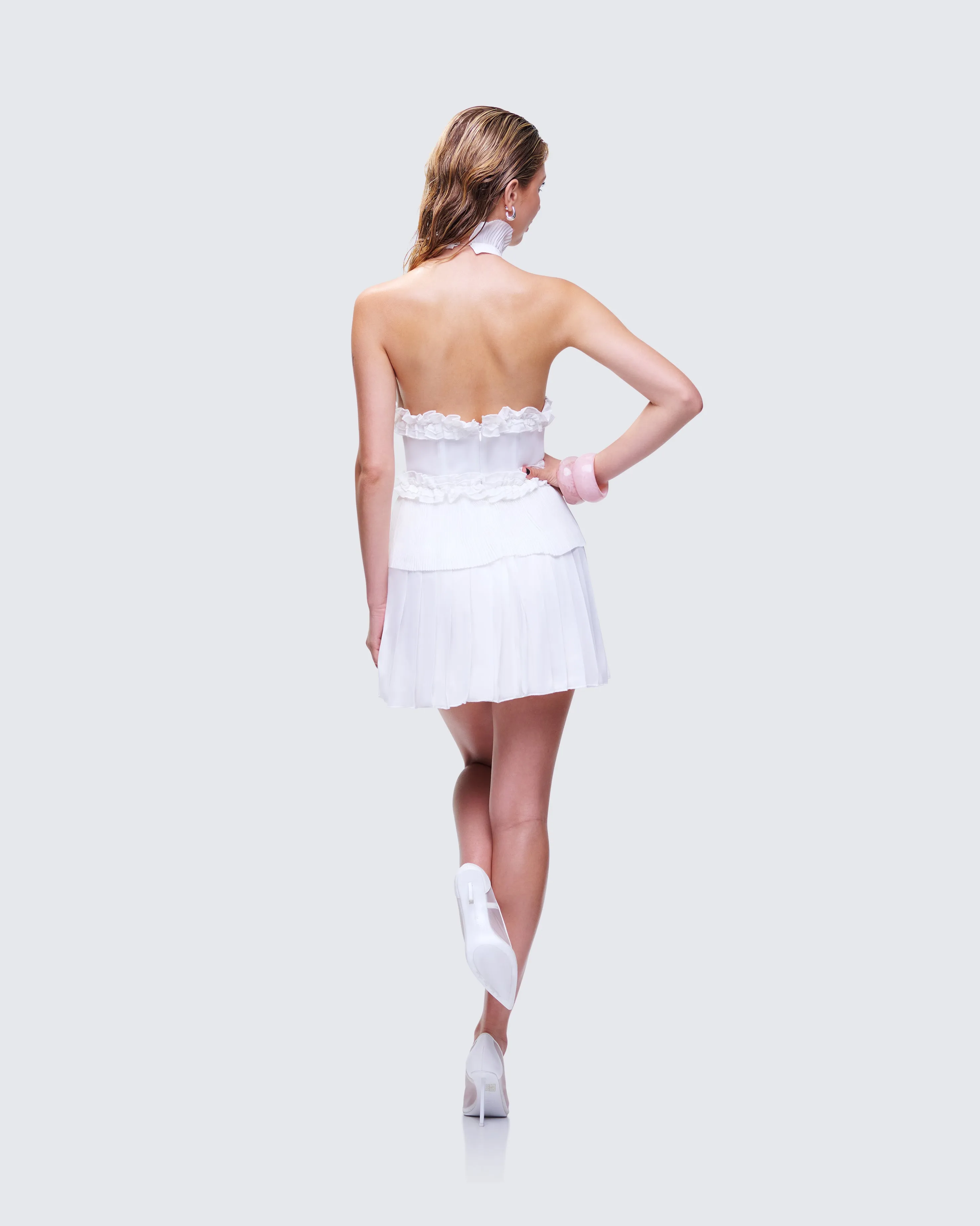 Anabeth Ivory Pleated Mini Dress sold by Finesse product image thumbnail 5