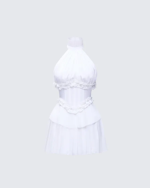 Anabeth Ivory Pleated Mini Dress sold by Finesse