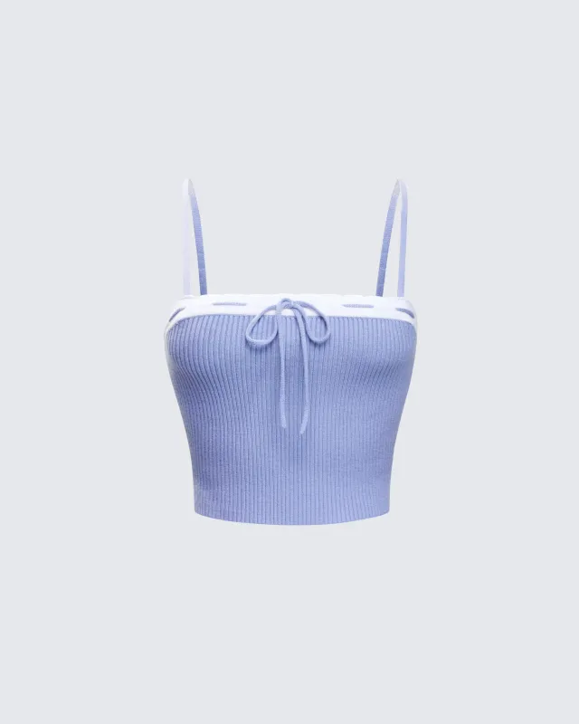 Lucien Blue Ribbon Path Knitted Top sold by Finesse