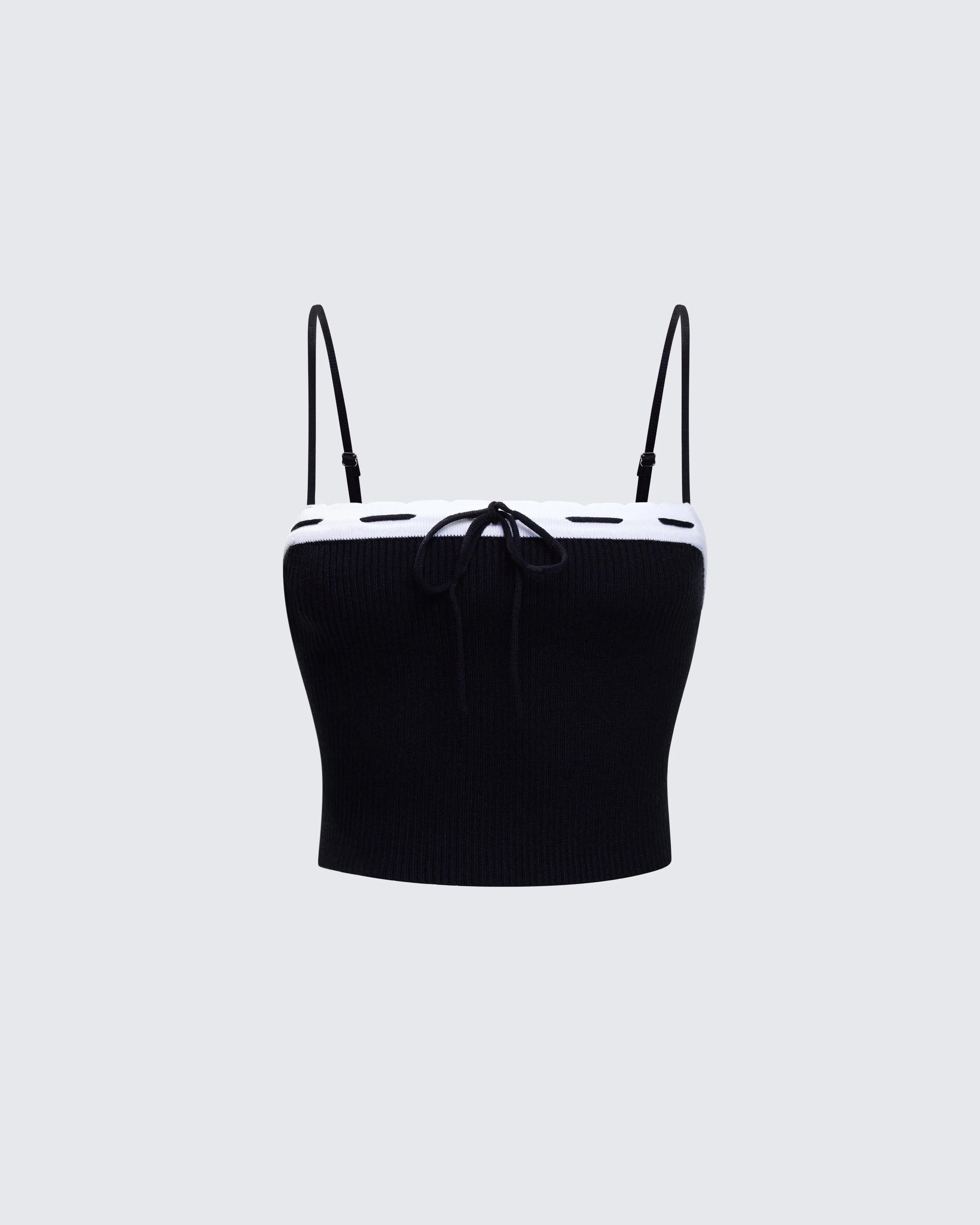 Lucien Black Ribbon Path Knitted Top sold by Finesse