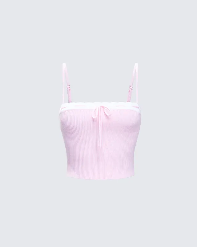 Lucien Pink Ribbon Path Knitted Top sold by Finesse