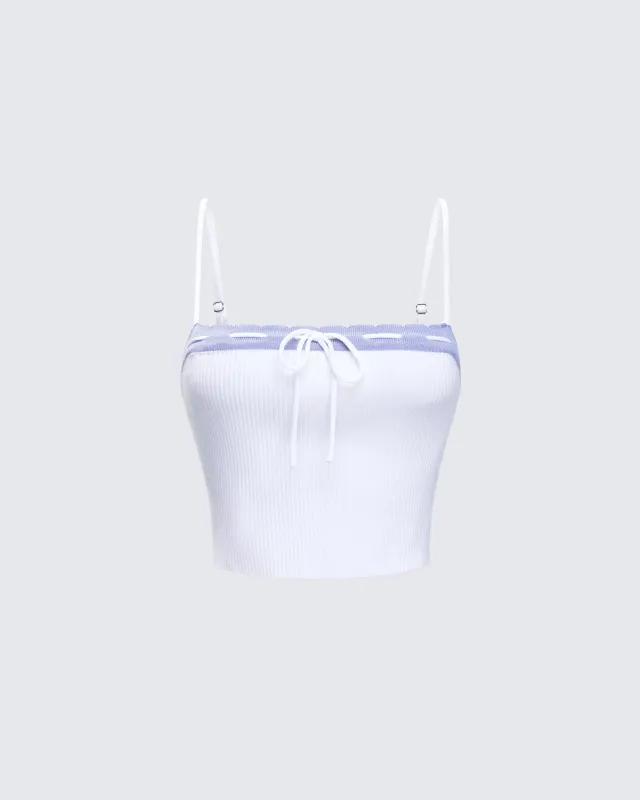 Lucien White Ribbon Path Knitted Top sold by Finesse