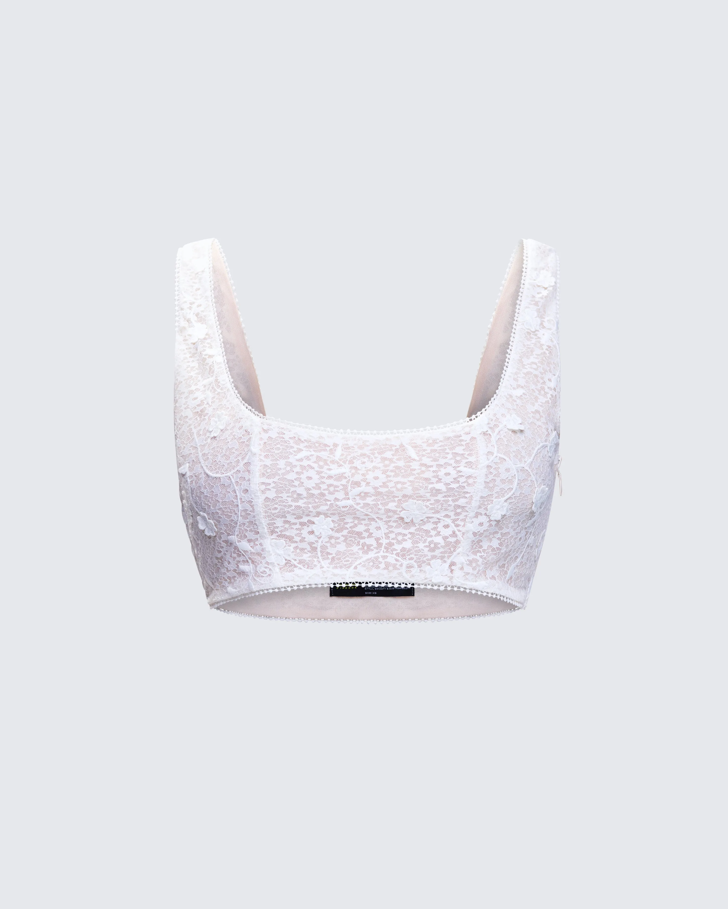 Keturah White Embroidered Lace Bra Top sold by Finesse