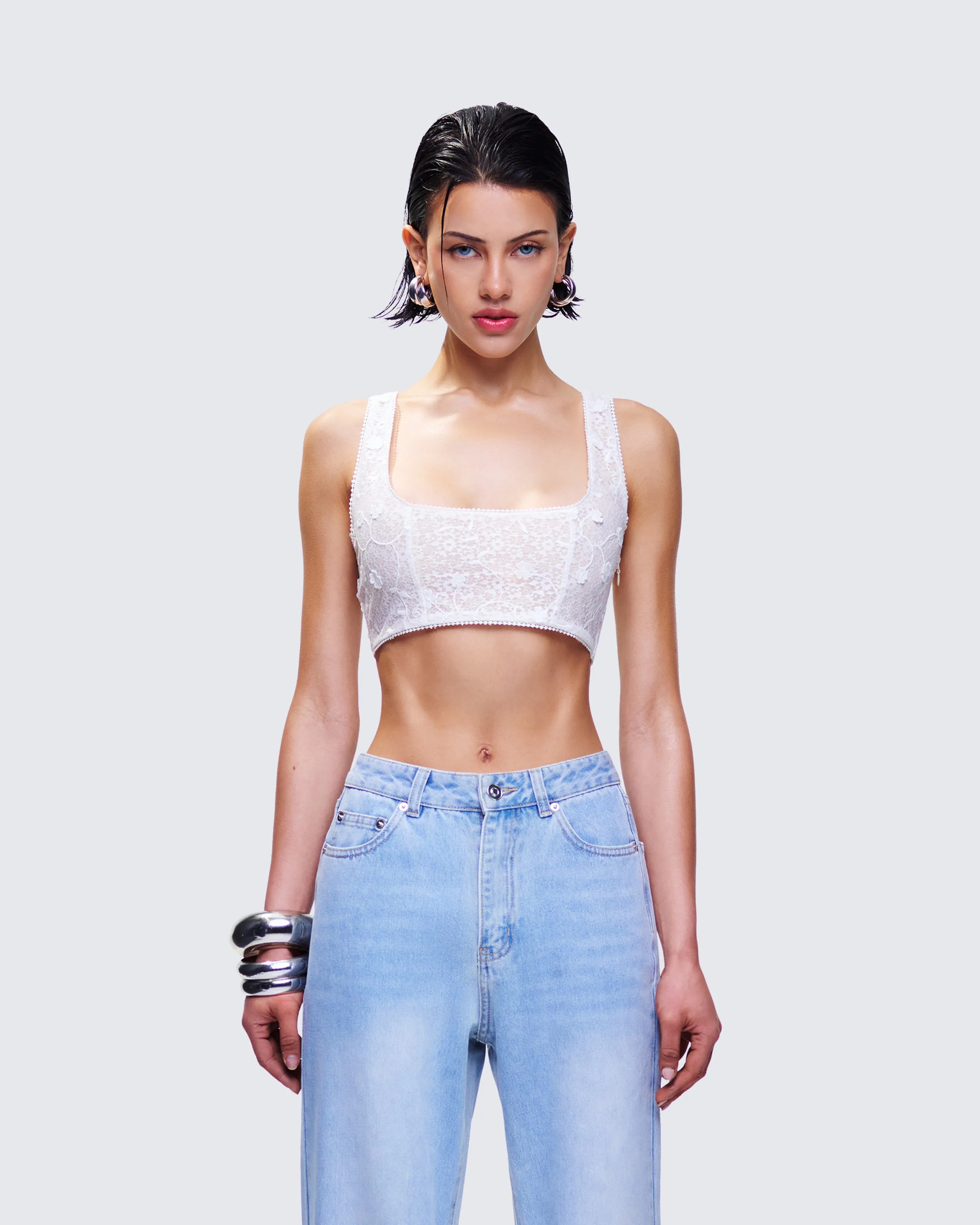 Keturah White Embroidered Lace Bra Top sold by Finesse product image thumbnail 2