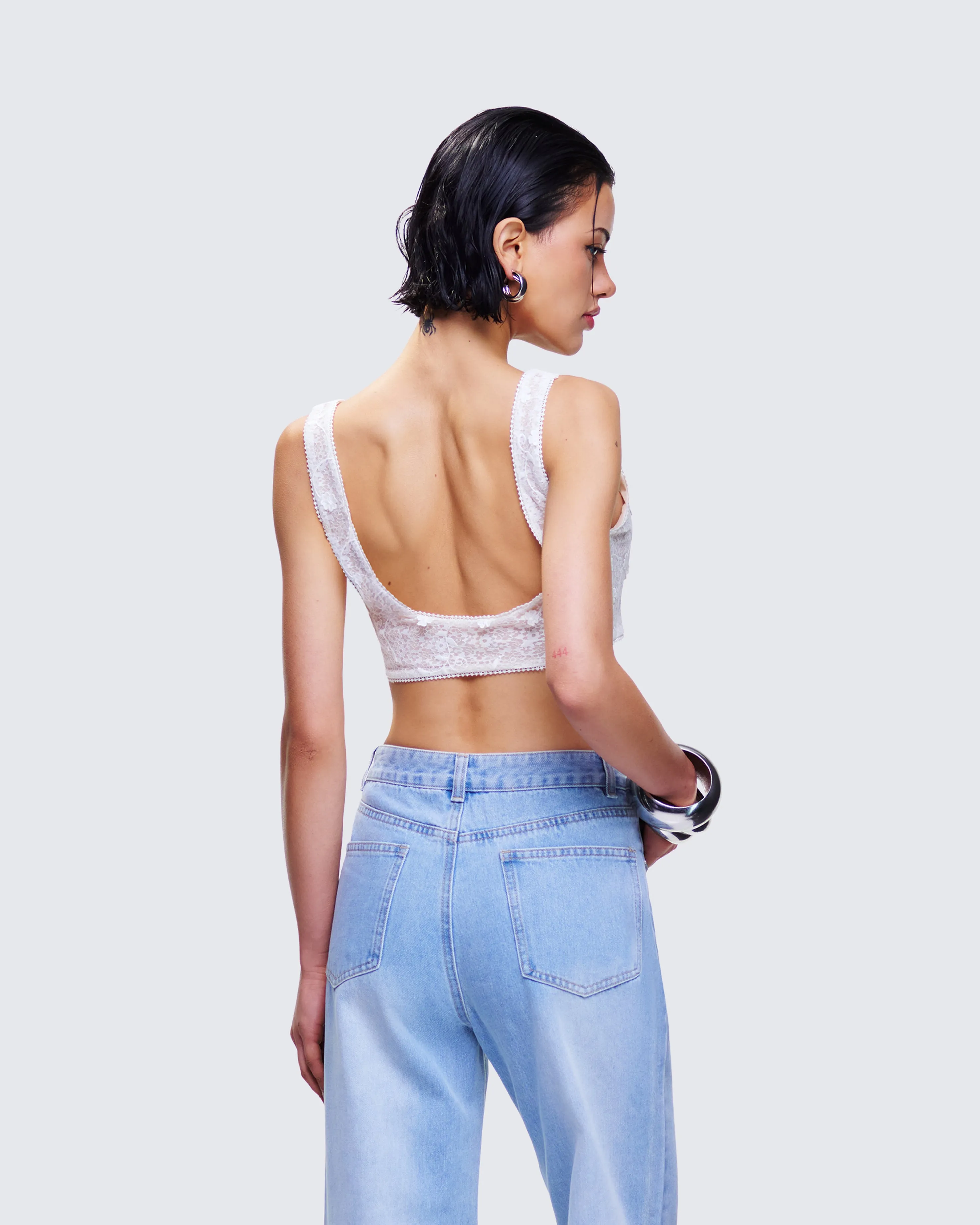 Keturah White Embroidered Lace Bra Top sold by Finesse product image thumbnail 4