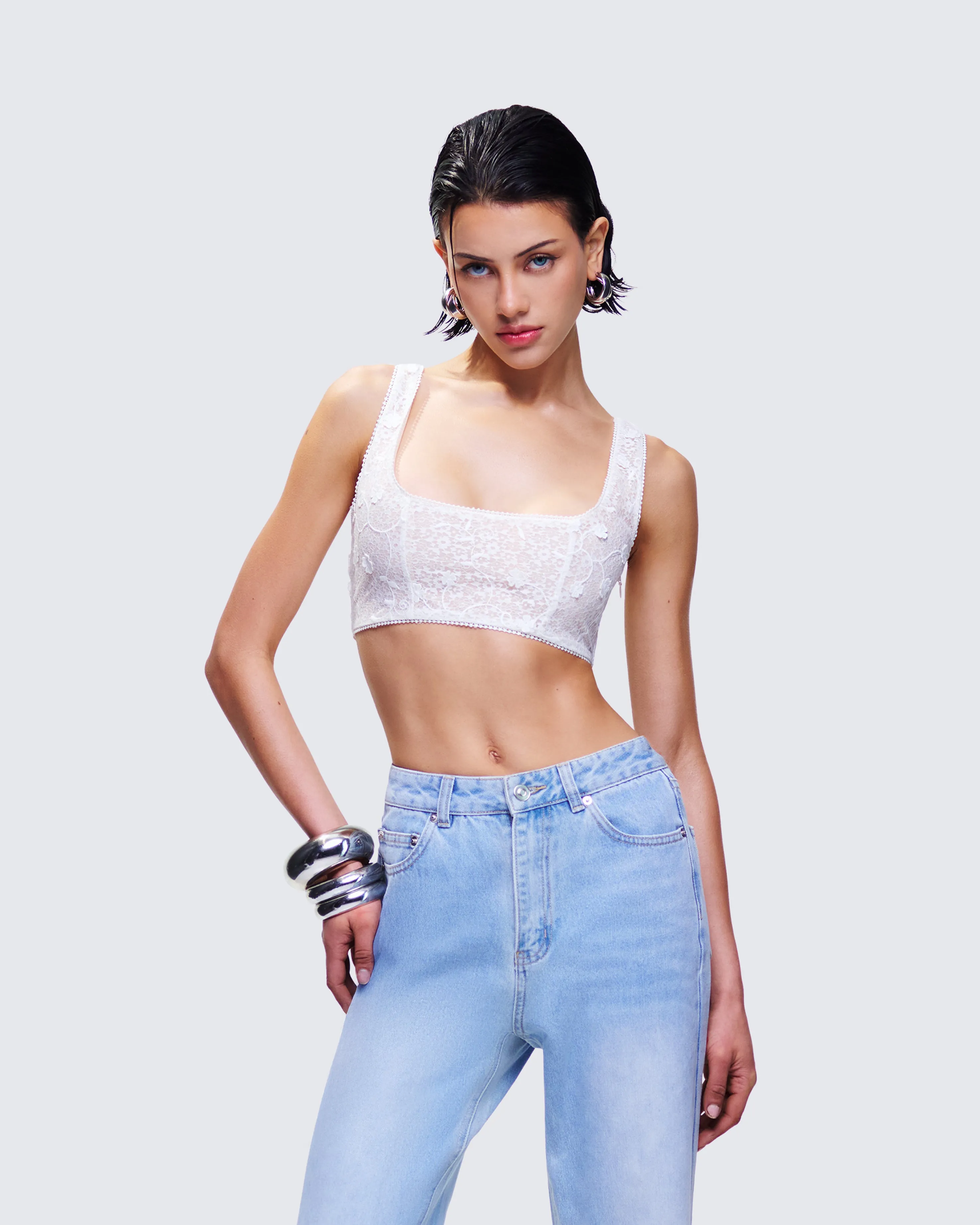 Keturah White Embroidered Lace Bra Top sold by Finesse product image thumbnail 3