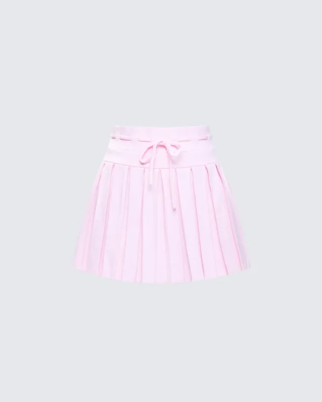 Lucien Pink Ribbon Path Knitted Pleated Skirt sold by Finesse