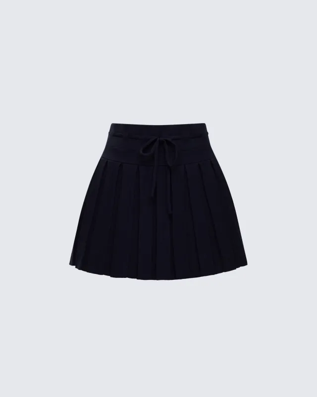 Lucien Black Ribbon Path Knitted Pleated Skirt sold by Finesse