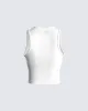 Larkyn White Rib Graphic Tank Top sold by Finesse