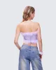 Abrielle Purple Cut Out Feather Corset Top sold by Finesse