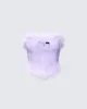 Abrielle Purple Cut Out Feather Corset Top sold by Finesse