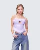 Abrielle Purple Cut Out Feather Corset Top sold by Finesse