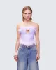 Abrielle Purple Cut Out Feather Corset Top sold by Finesse