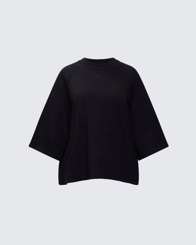 Mabelle Black Oversized Raglan Top made by Finesse