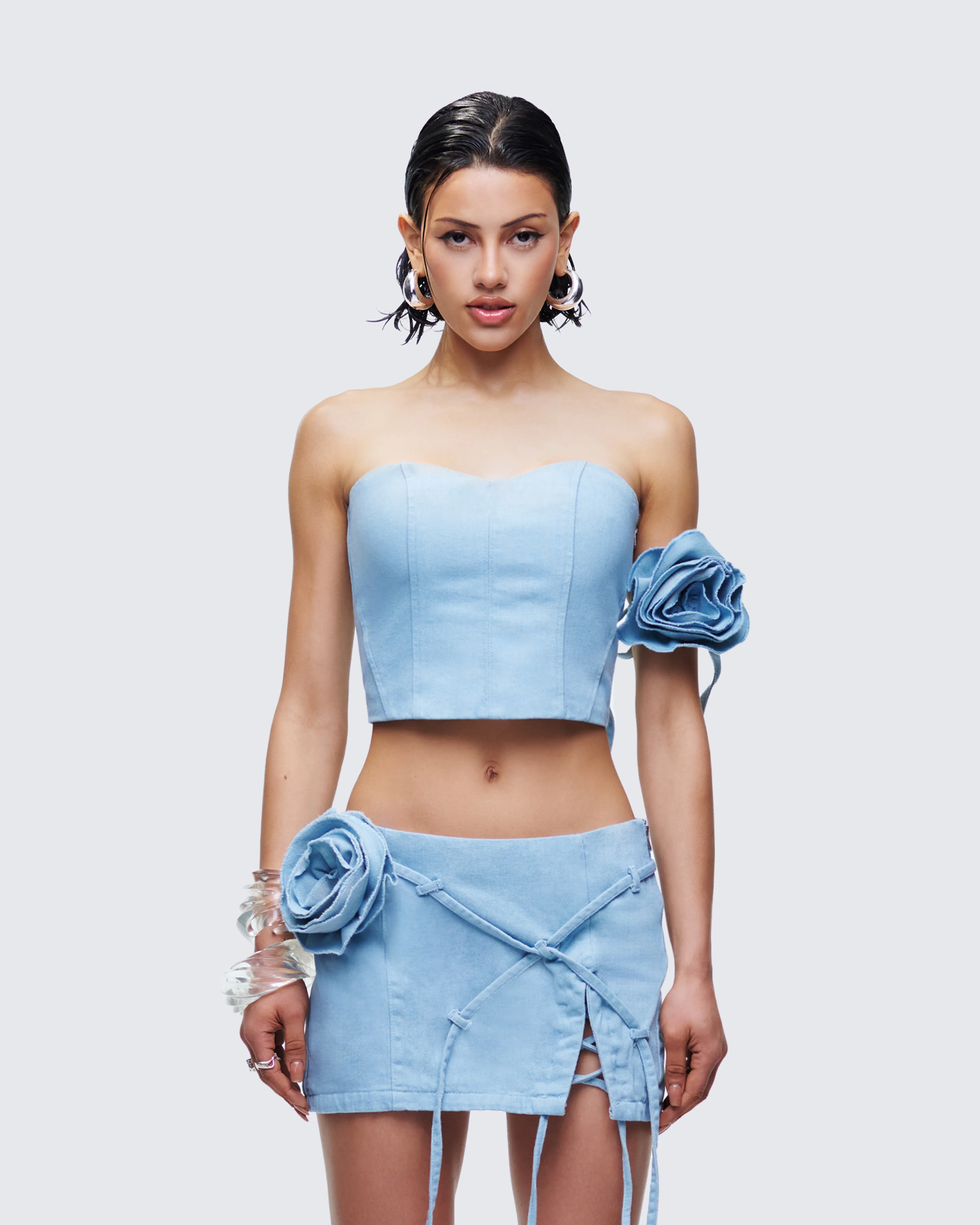 Delores Blue Denim Bustier Top sold by Finesse product image thumbnail 2
